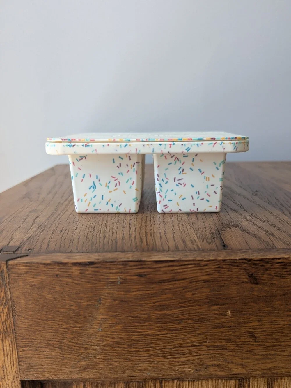 W&P Peak Extra Large Ice Cube Tray + Lid White Speckled Funfetti Silicone